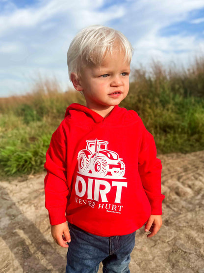 Dirt Never Hurt Red Toddler/Youth Hoodie - American Farm Company