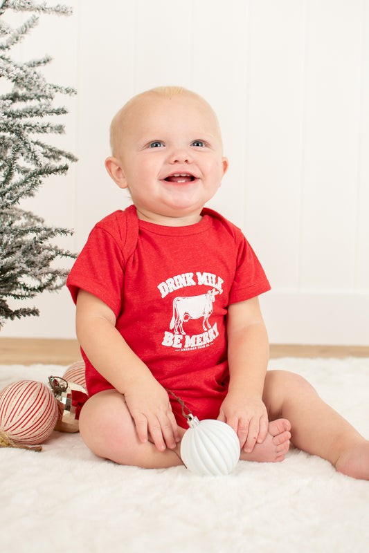 'Drink Milk, Be Merry' Baby Onesie