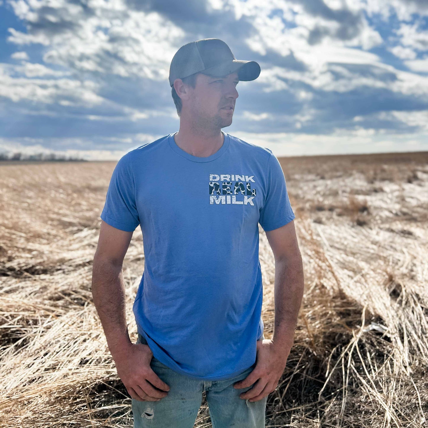 'Drink Real Milk' Blue Tee