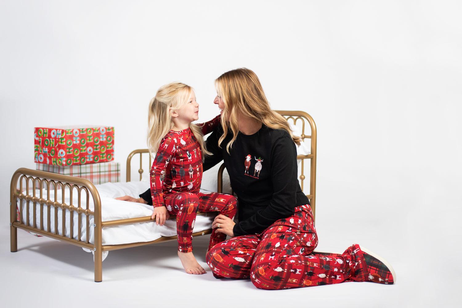 Christmas Cow Toddler/Youth Bamboo Pajamas - American Farm Company