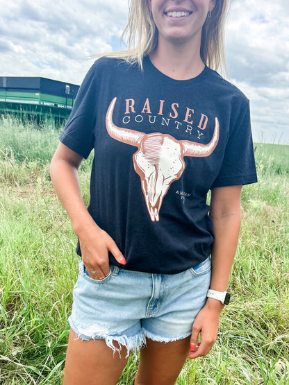 ‘Raised Country’ Heather Black Tee