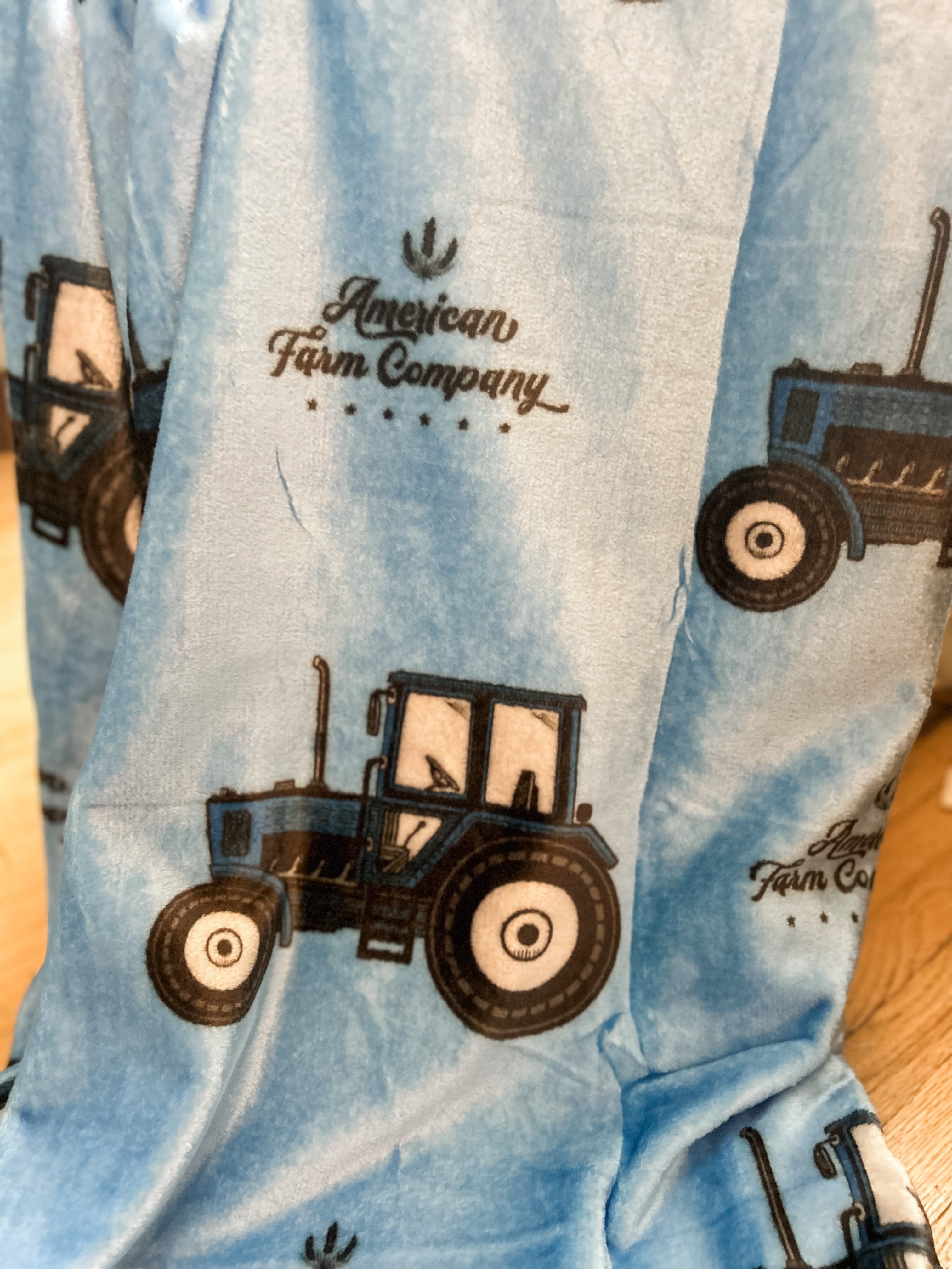Blue Tractor Plush Blanket