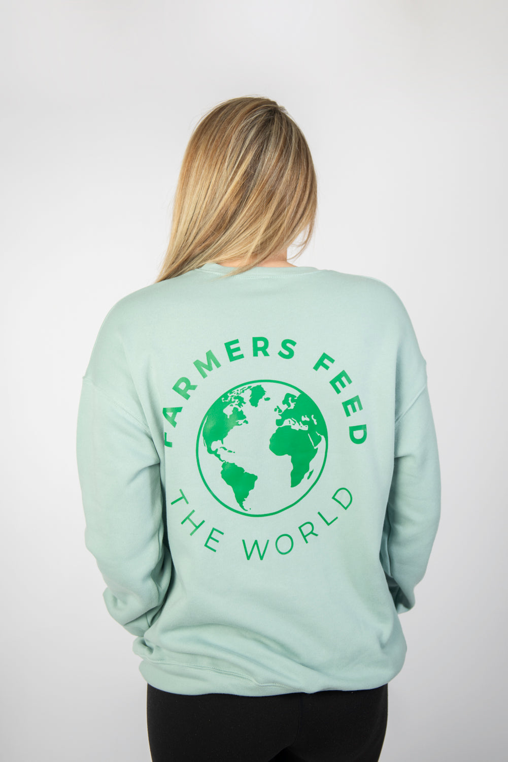 Farmers Feed the World Dusty Blue Crewneck