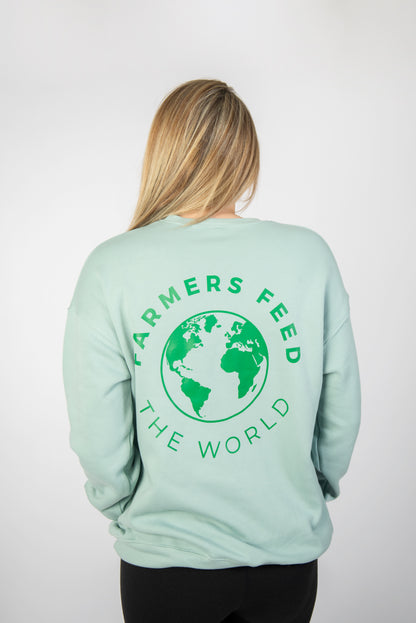 Farmers Feed the World Dusty Blue Crewneck