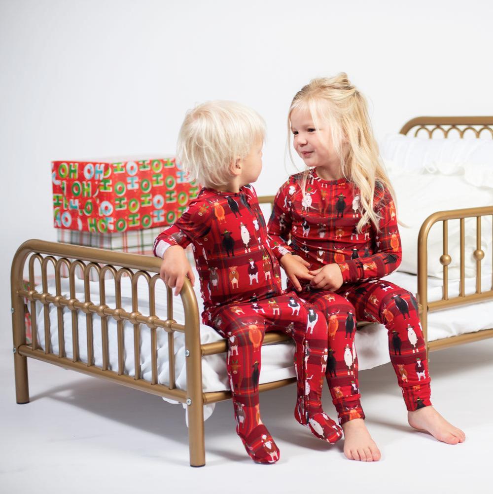 Christmas Cow Baby Bamboo Pajamas - American Farm Company