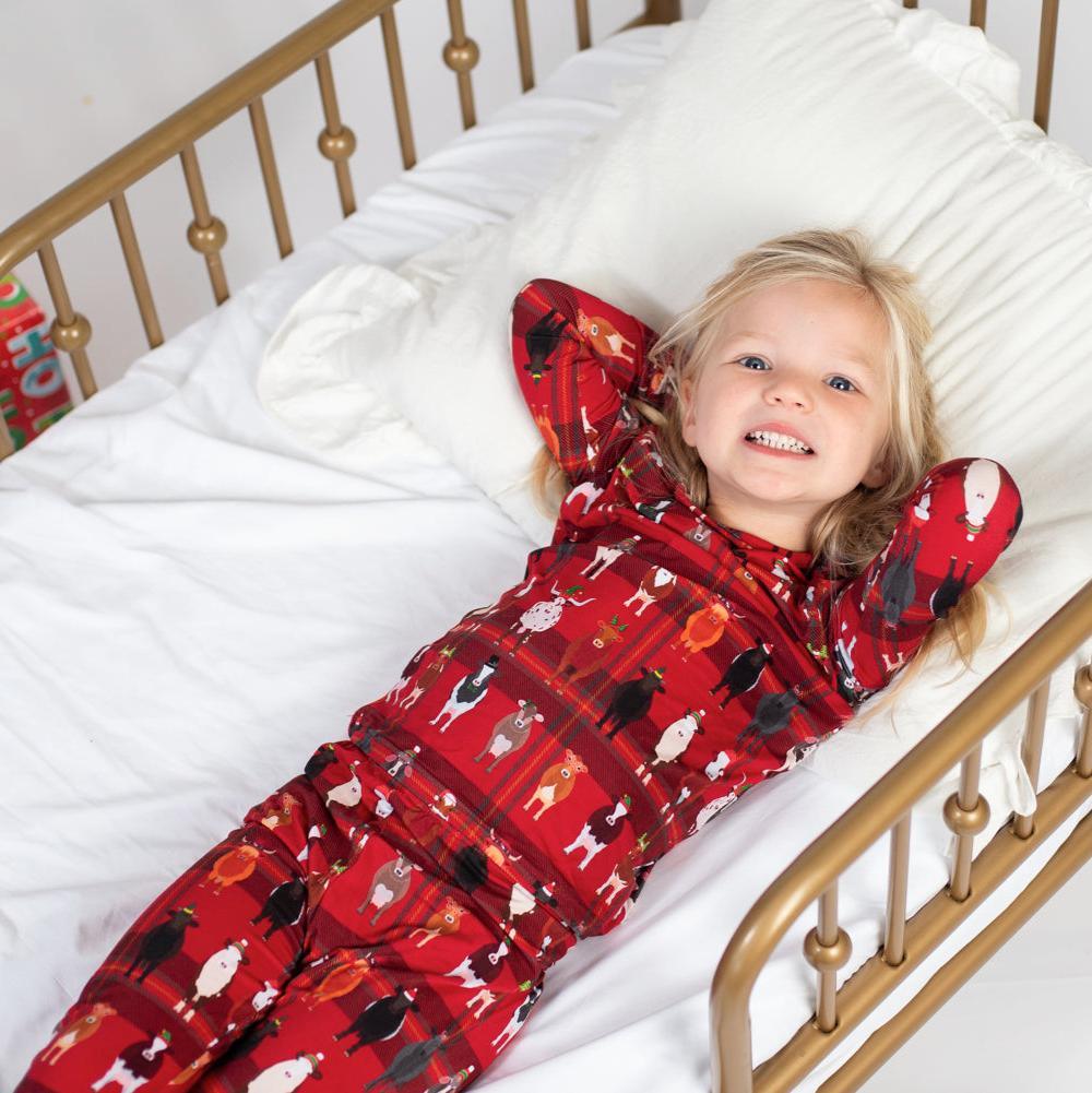 Christmas Cow Toddler/Youth Bamboo Pajamas - American Farm Company