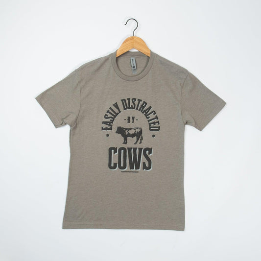 Easily Distracted by Cows Taupe Tee - American Farm Company