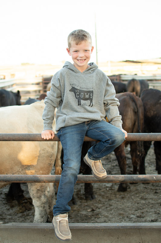 'Easily Distracted by Cows' Toddler/Youth Hoodie