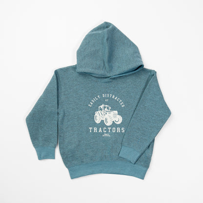 Easily Distracted by Tractors Toddler/Youth Blue Hoodie