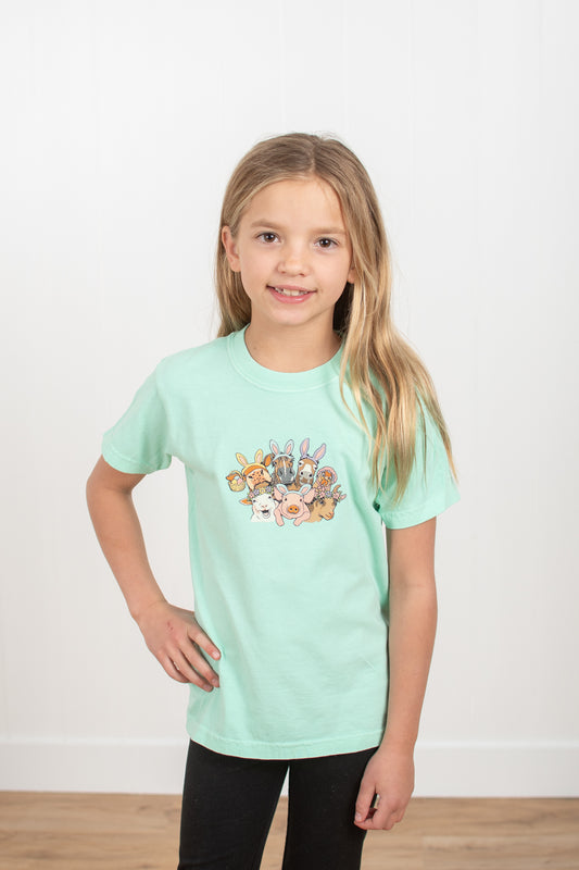 Easter Fun Farm Animals Youth Teal Tee