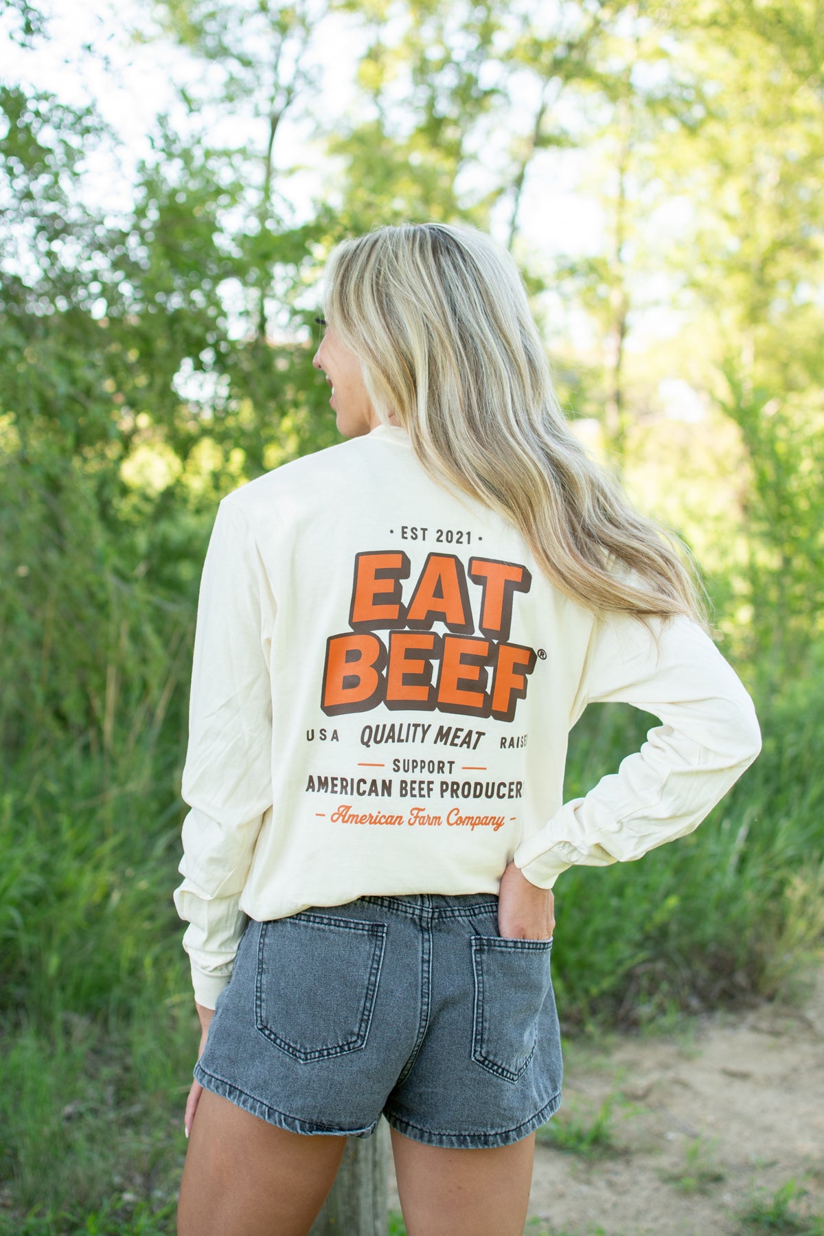 'Eat Beef' Ivory Long Sleeve