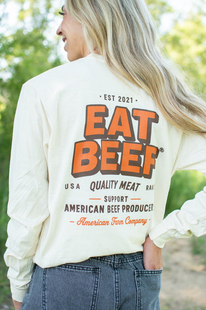 'Eat Beef' Ivory Long Sleeve