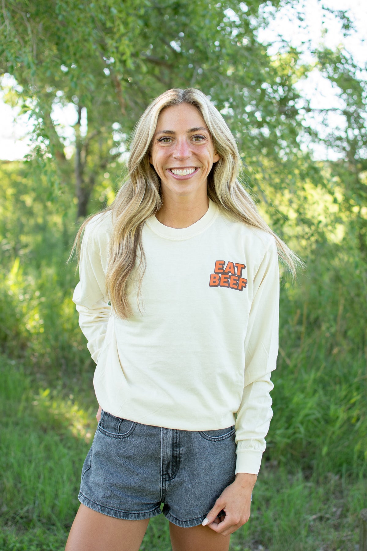'Eat Beef' Ivory Long Sleeve