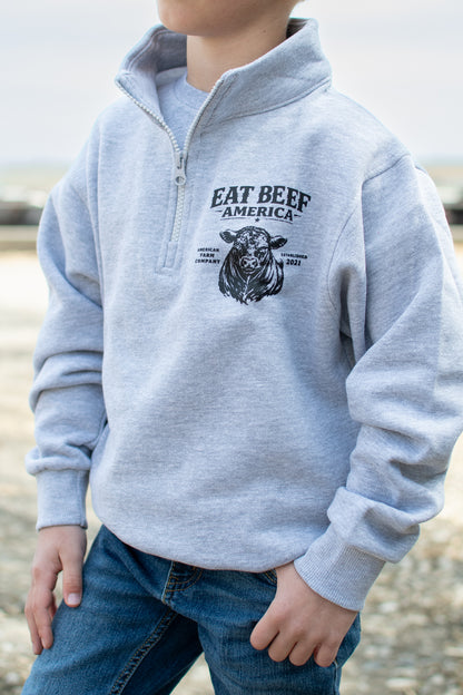 'Eat Beef America' Gray Youth 1/4 Zip