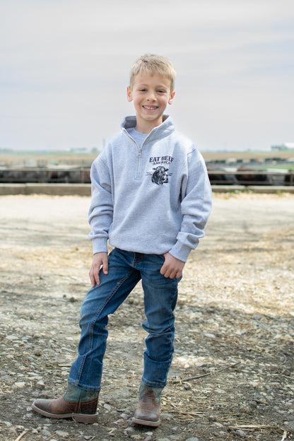 'Eat Beef America' Gray Youth 1/4 Zip