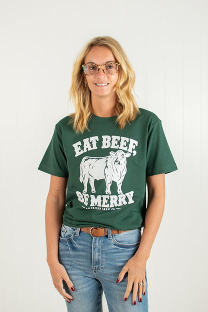 'Eat Beef, Be Merry' Adult T-Shirt