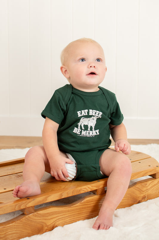 'Eat Beef, Be Merry' Baby Onesie