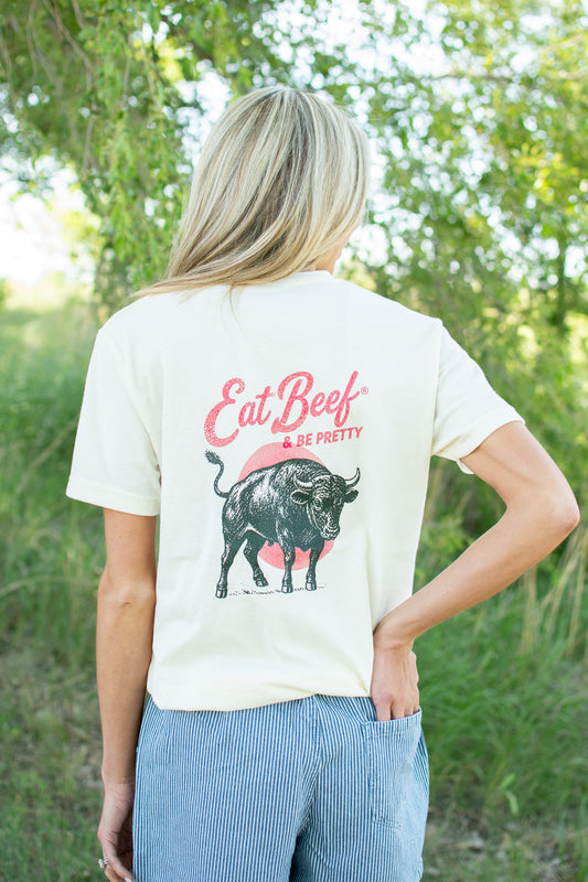 'Eat Beef & Be Pretty' Ivory Essentials Tee