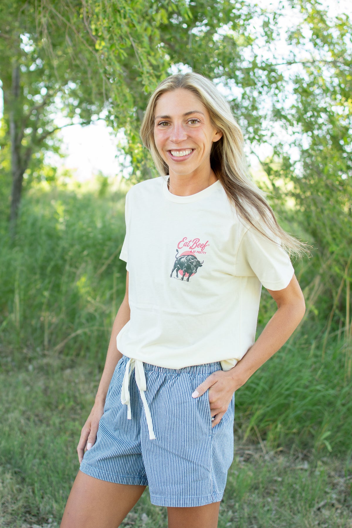 'Eat Beef & Be Pretty' Ivory Essentials Tee