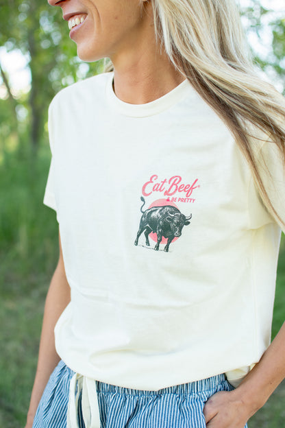 'Eat Beef & Be Pretty' Ivory Essentials Tee
