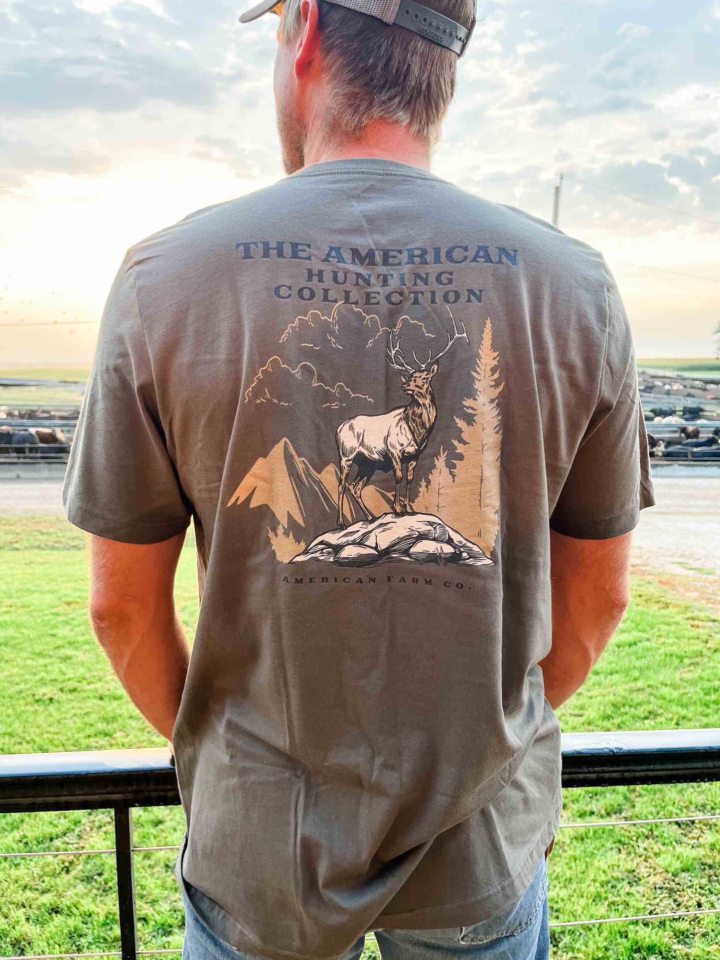 Elk Landscape Olive Tee - American Farm Company