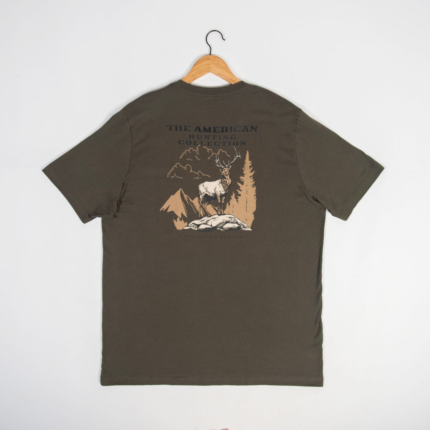 Elk Landscape Olive Tee - American Farm Company