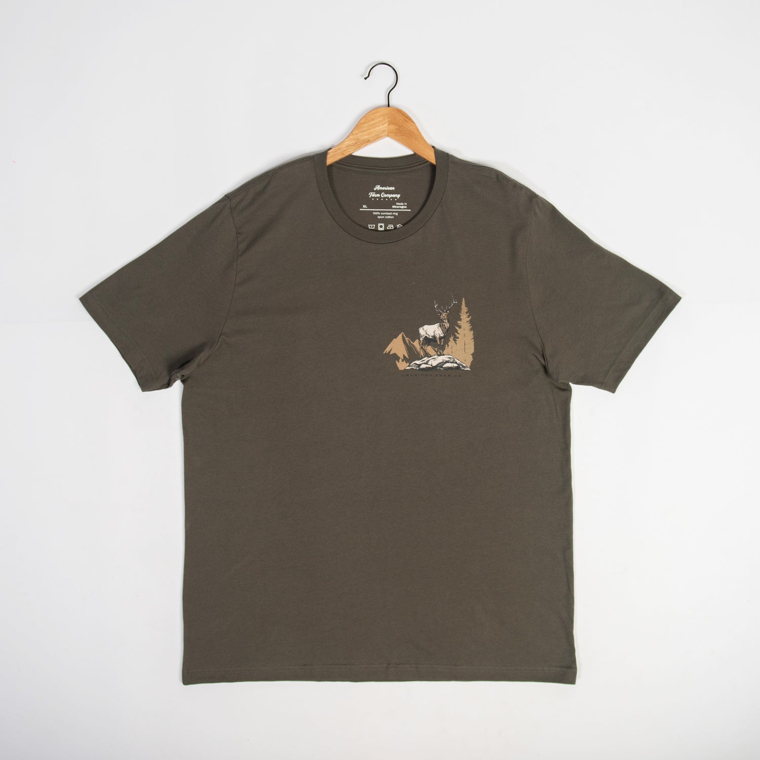 Elk Landscape Olive Tee - American Farm Company