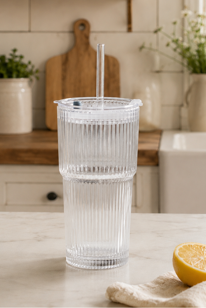 Embossed Glass 20oz Tumbler