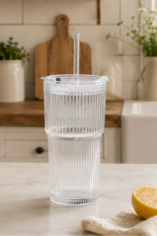 Embossed Glass 20oz Tumbler