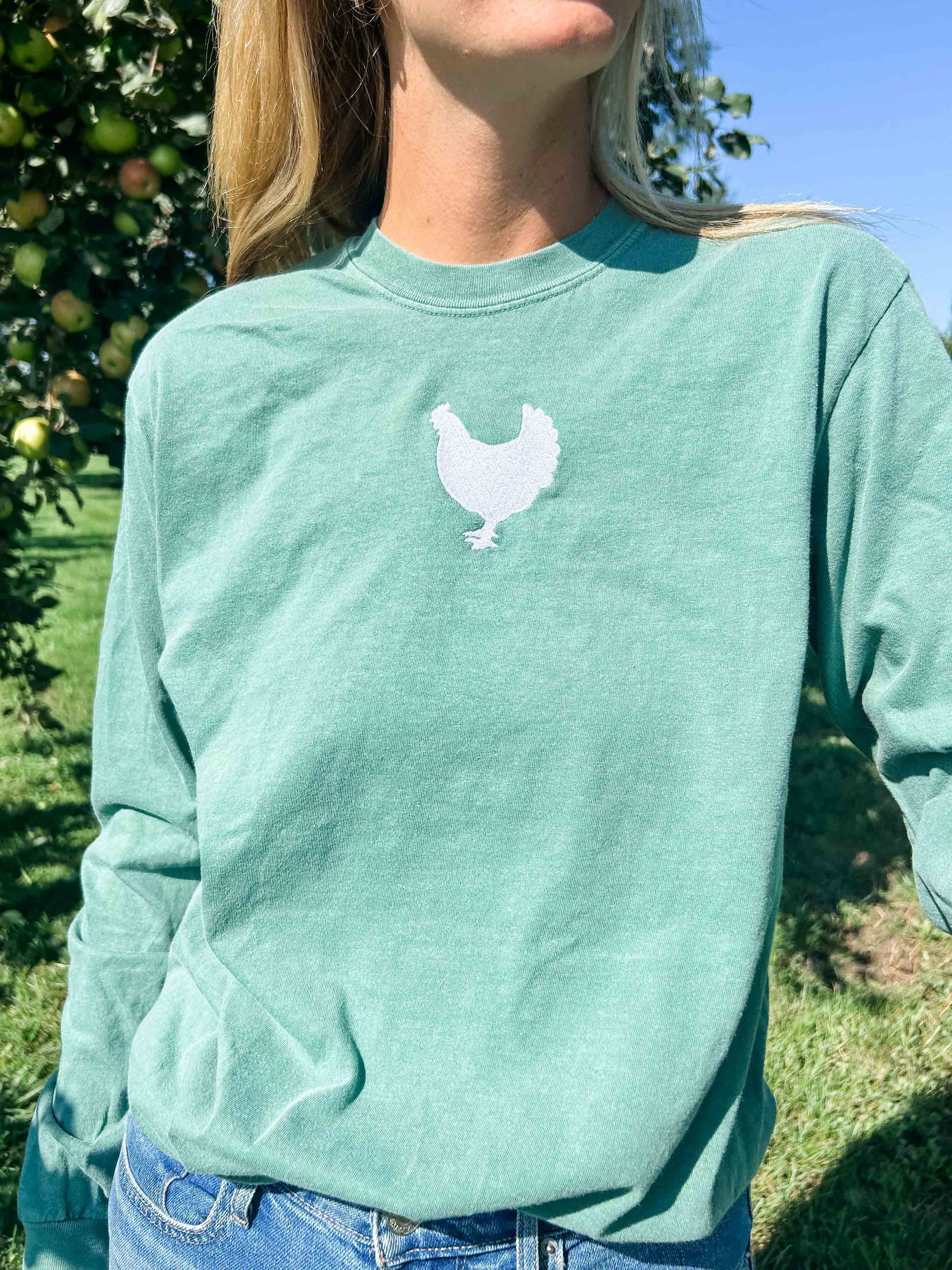 Embroidered Chicken Long Sleeve - American Farm Company