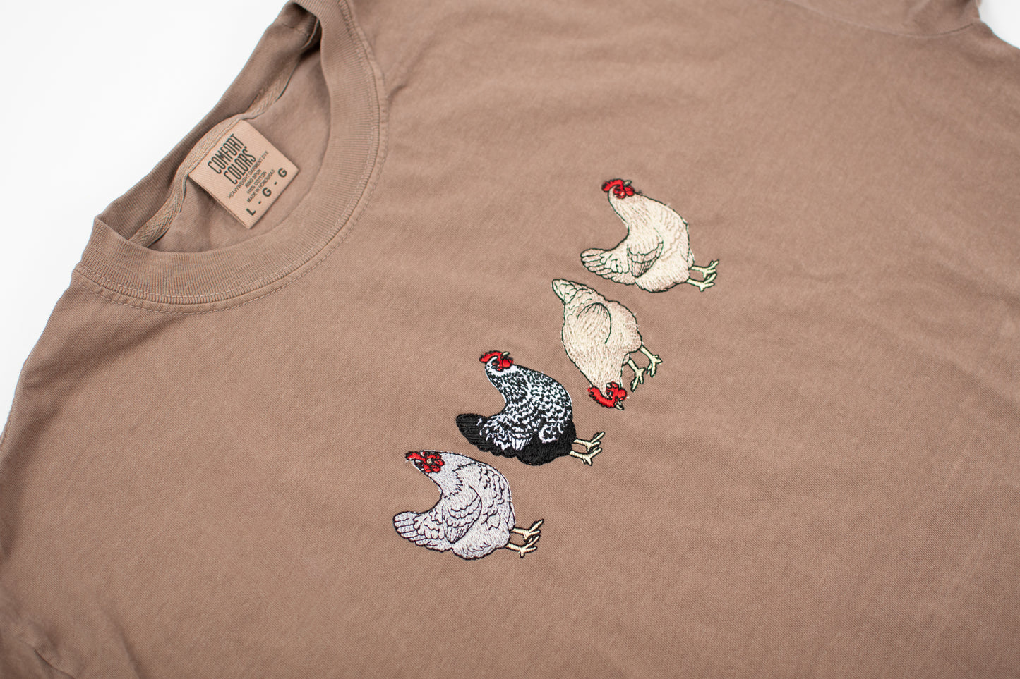 Embroidered Chicken Adult T-Shirt