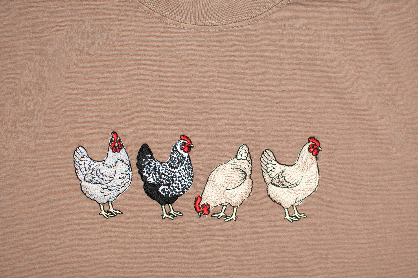 Embroidered Chicken Adult T-Shirt