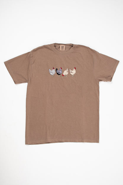 Embroidered Chicken Adult T-Shirt