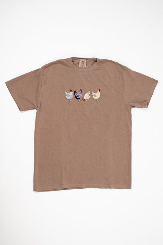 Embroidered Chicken Adult T-Shirt