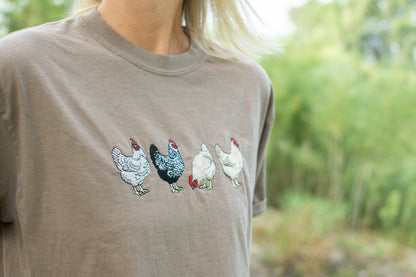 Embroidered Chicken Adult T-Shirt