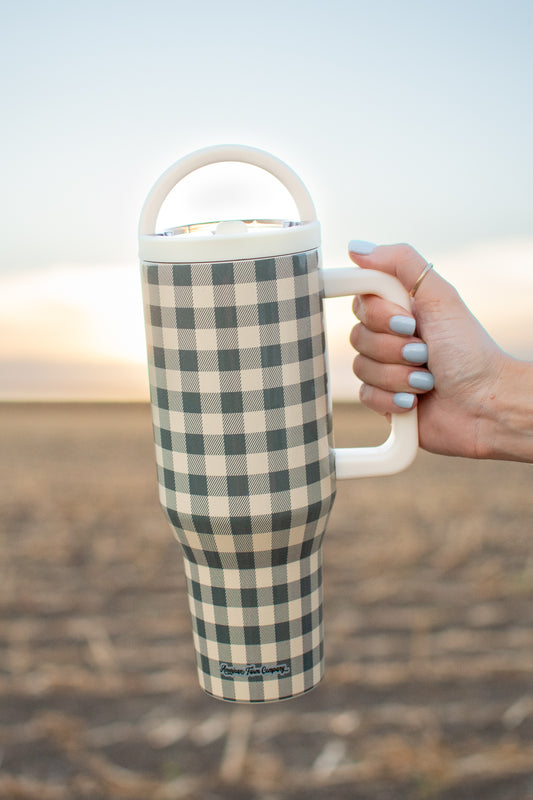 Evergreen Gingham 40oz Water Tank Tumbler