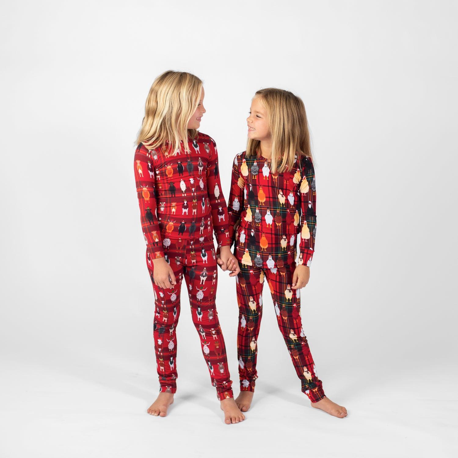 Christmas Cow Toddler/Youth Bamboo Pajamas - American Farm Company