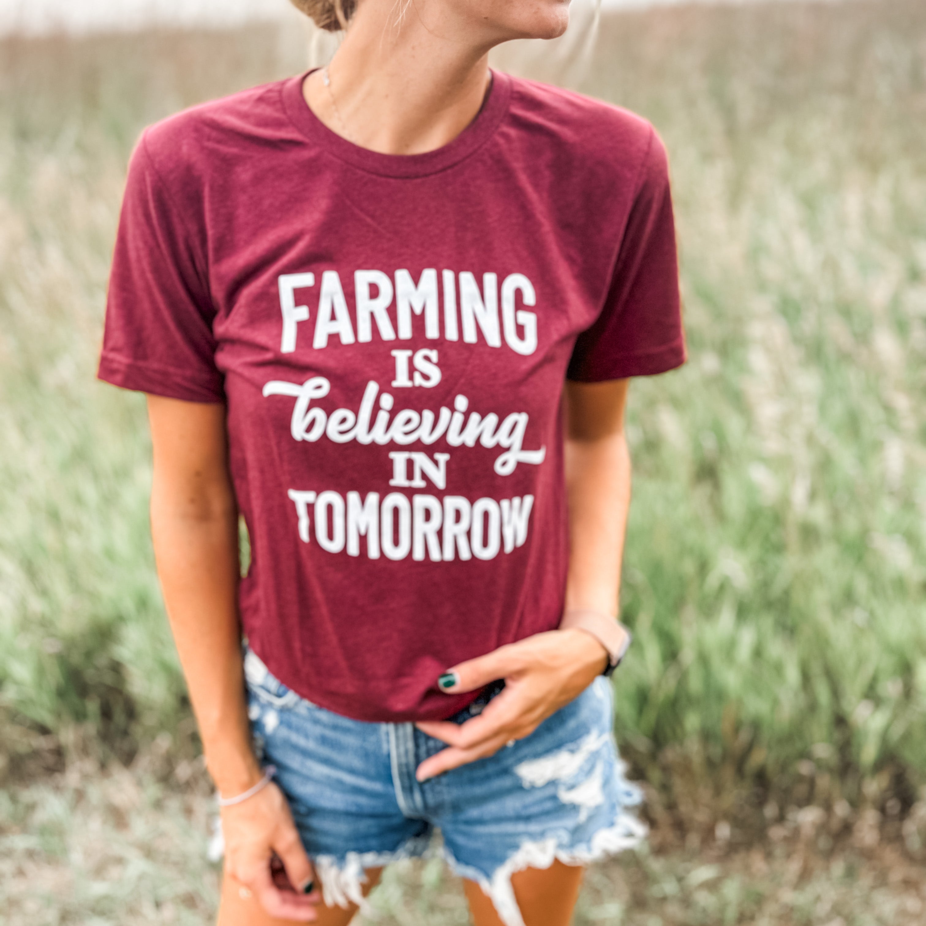 Farming is Believing in Tomorrow Maroon Tee