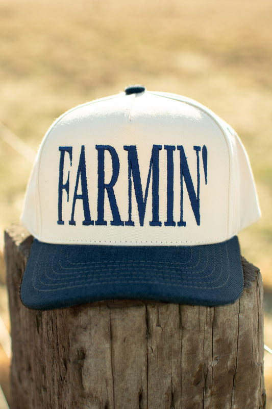 'FARMIN' Embroidered Navy Trucker Hat