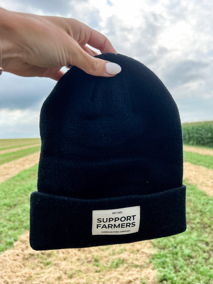 Black ‘Support Farmers’ Beanie - American Farm Company