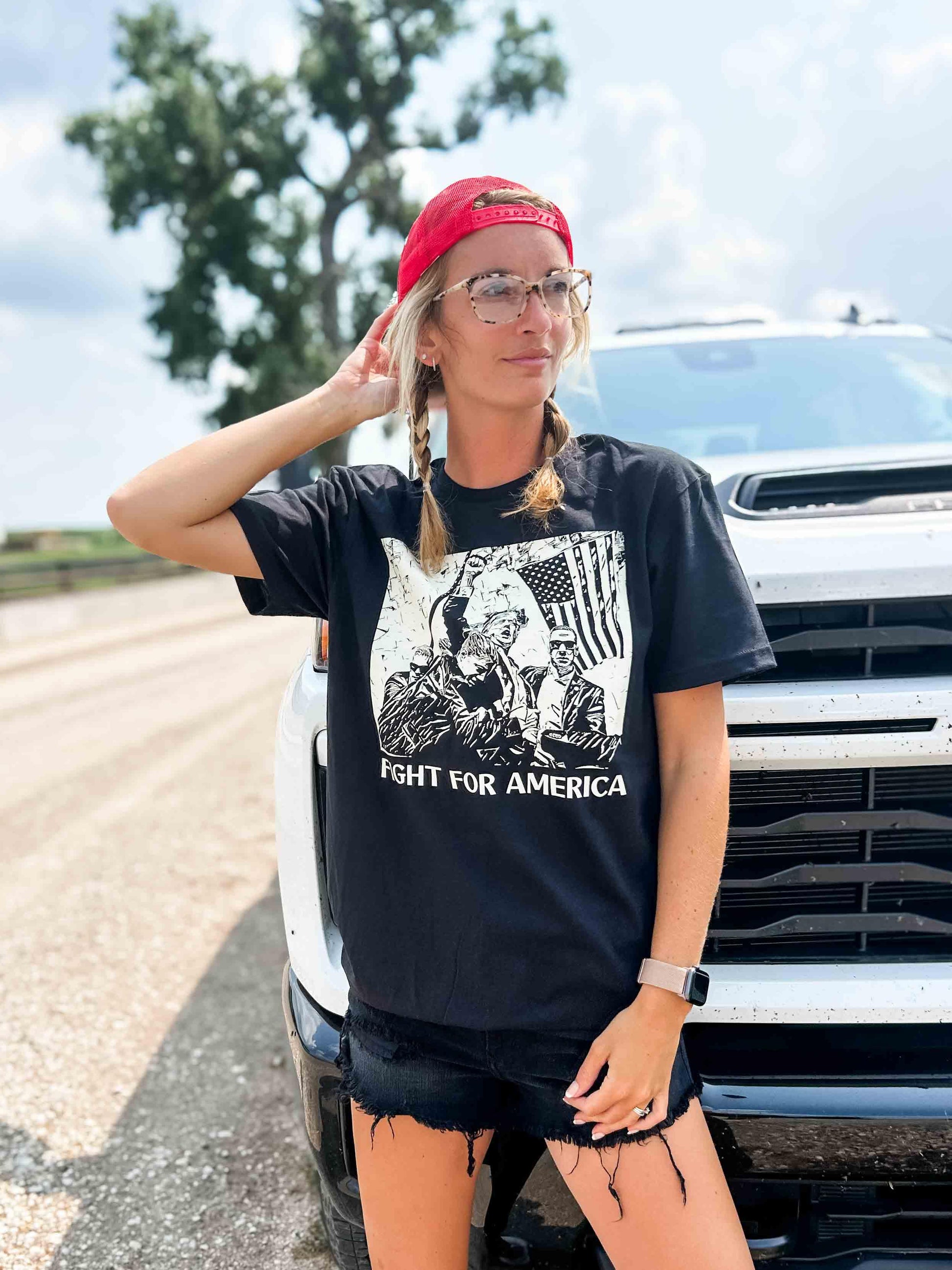 FIGHT FOR AMERICA Black Tee - Trump ‘24 - American Farm Company