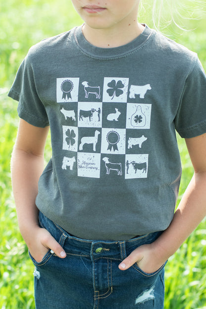 Fair Week Checkers Youth Charcoal Tee