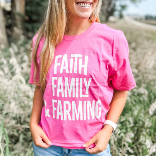 'Faith, Family & Farming' Pink Tee