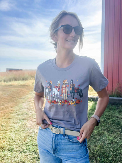 Fall Horses Brown Tee - American Farm Company