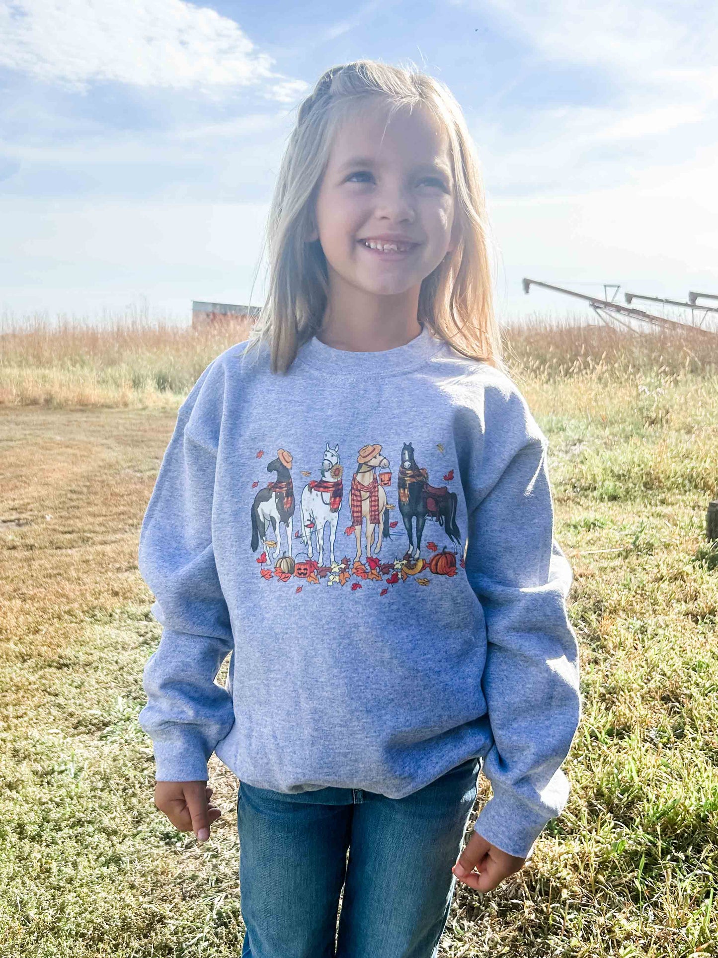 Fall Horses Grey Youth Crew - American Farm Company