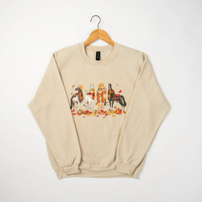 Fall Horses Tan Crewneck - American Farm Company