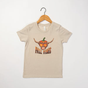 Fall Vibes Highland Cow Youth Tee - American Farm Company