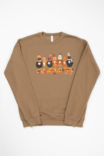 Fall Chickens, Coffee, & Pumpkins Adult Crewneck