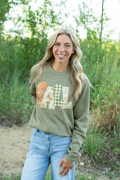 Fall Floral 'Fall' Adult Crewneck