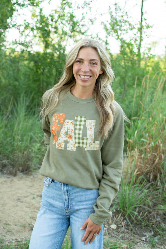 Fall Floral 'Fall' Adult Crewneck
